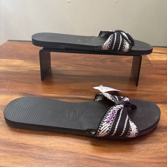HAVAIANAS,FLIP FLOPS,BLK WHT,39-40