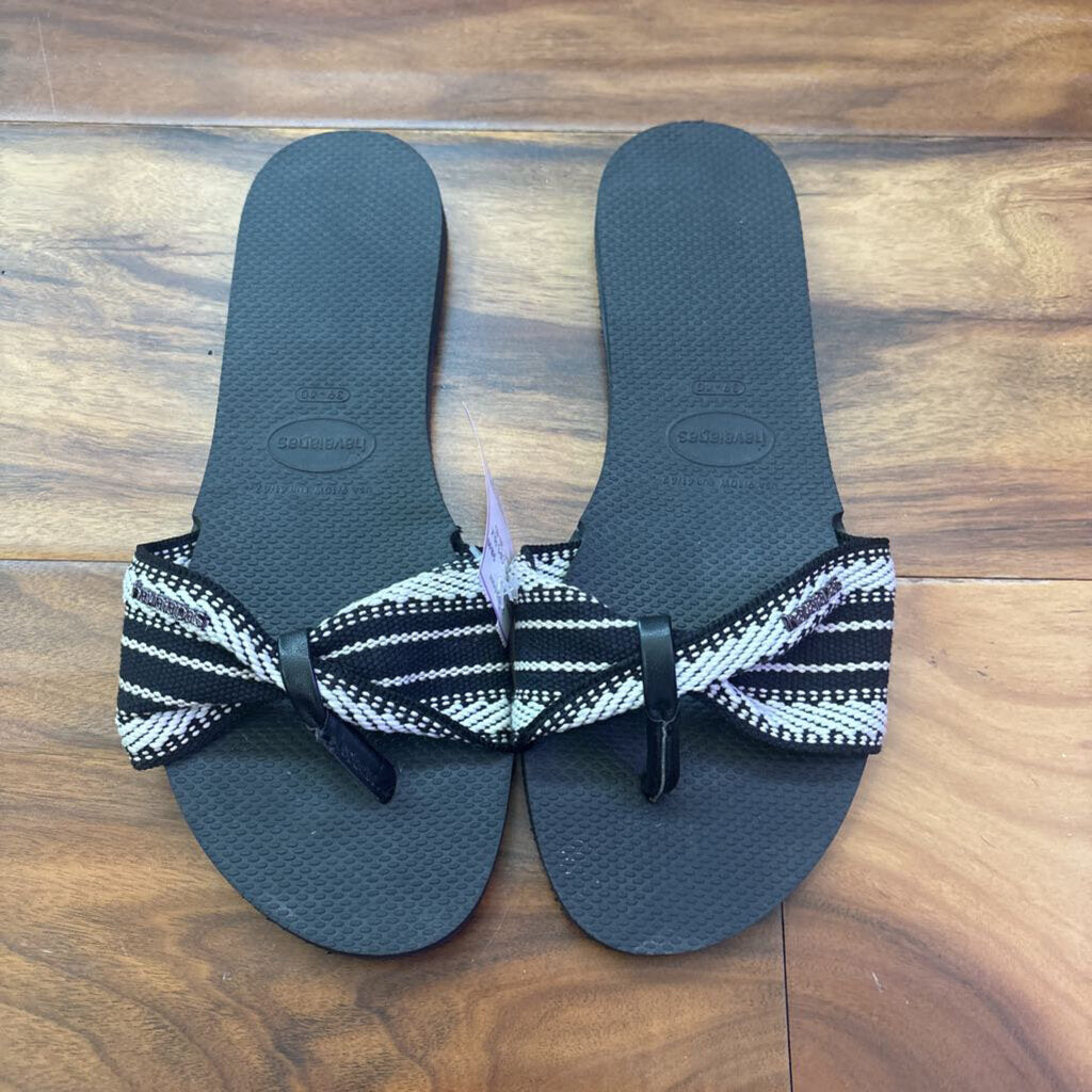HAVAIANAS,FLIP FLOPS,BLK WHT,39-40