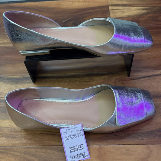 FRANCO SARTO,OPEN TOE SLIP ONS,SILVER,8 1/2