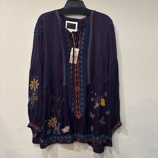 JOHNNY WAS,LONGSLV TUNIC,PURPLE,XL