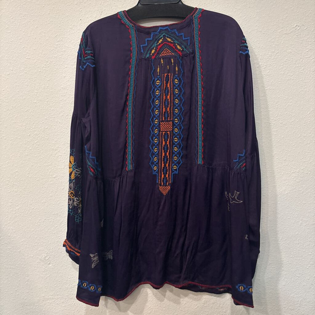 JOHNNY WAS,LONGSLV TUNIC,PURPLE,XL