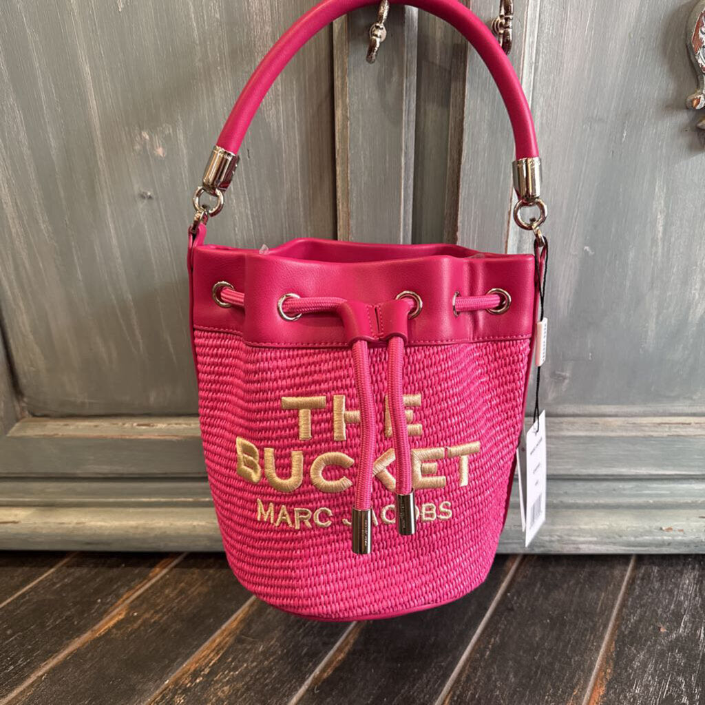 WOVEN BUCKET BAG ,PINK