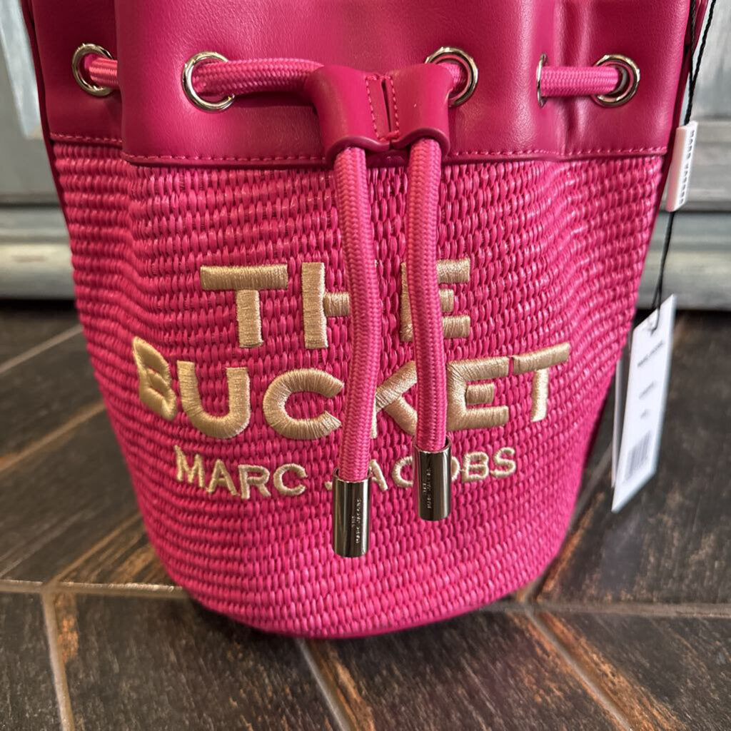 WOVEN BUCKET BAG ,PINK