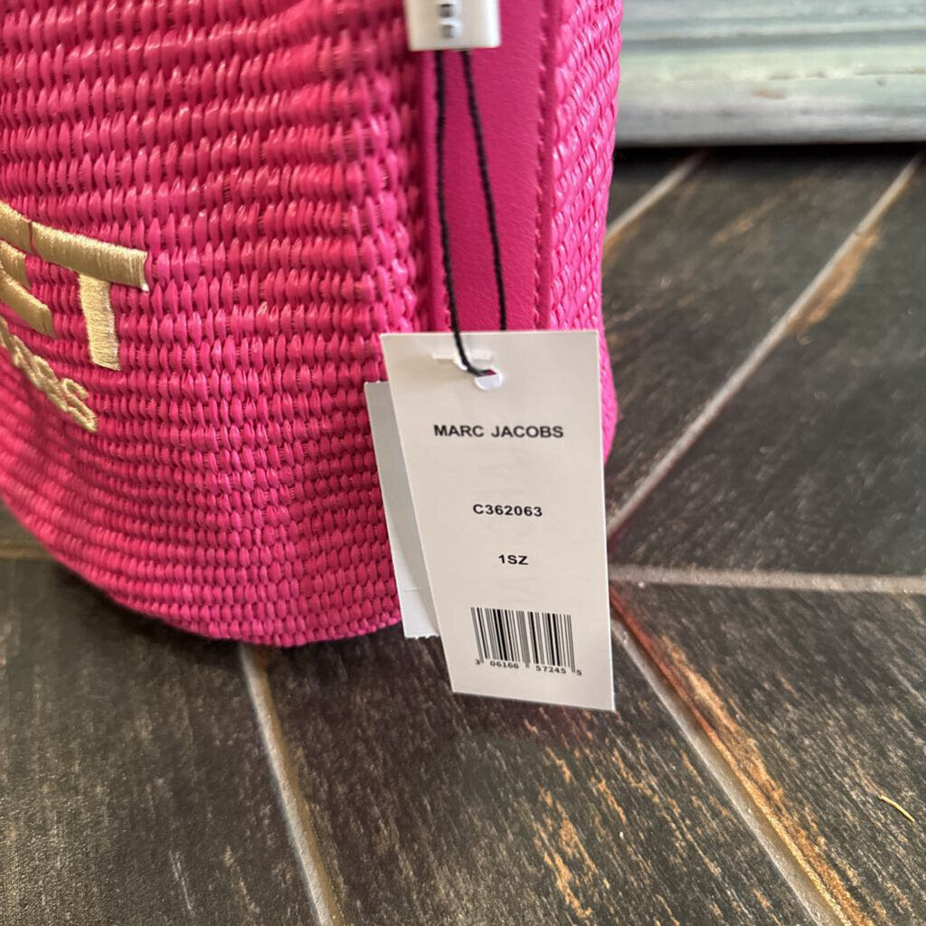 WOVEN BUCKET BAG ,PINK