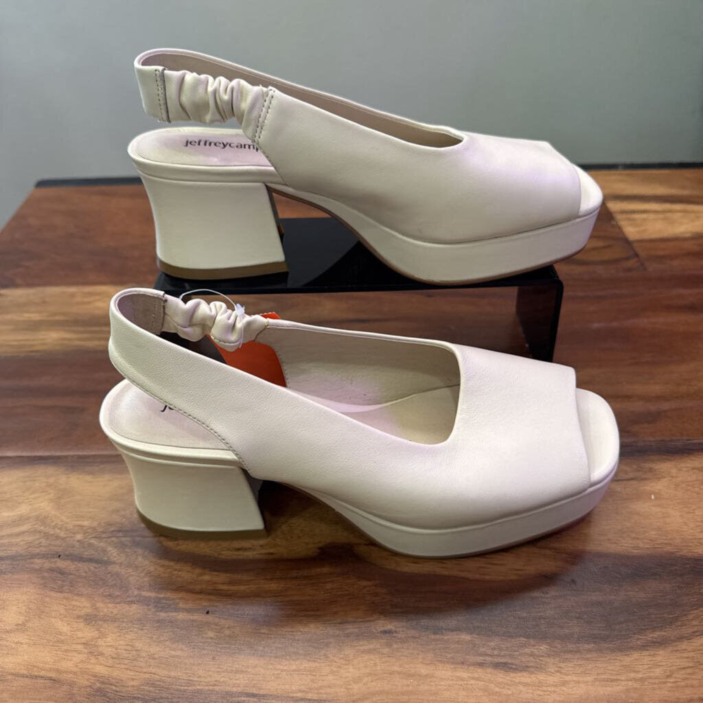 JEFFERY CAMPBELL,LEATHER BLOCK HEEL ,IVORY,6.5