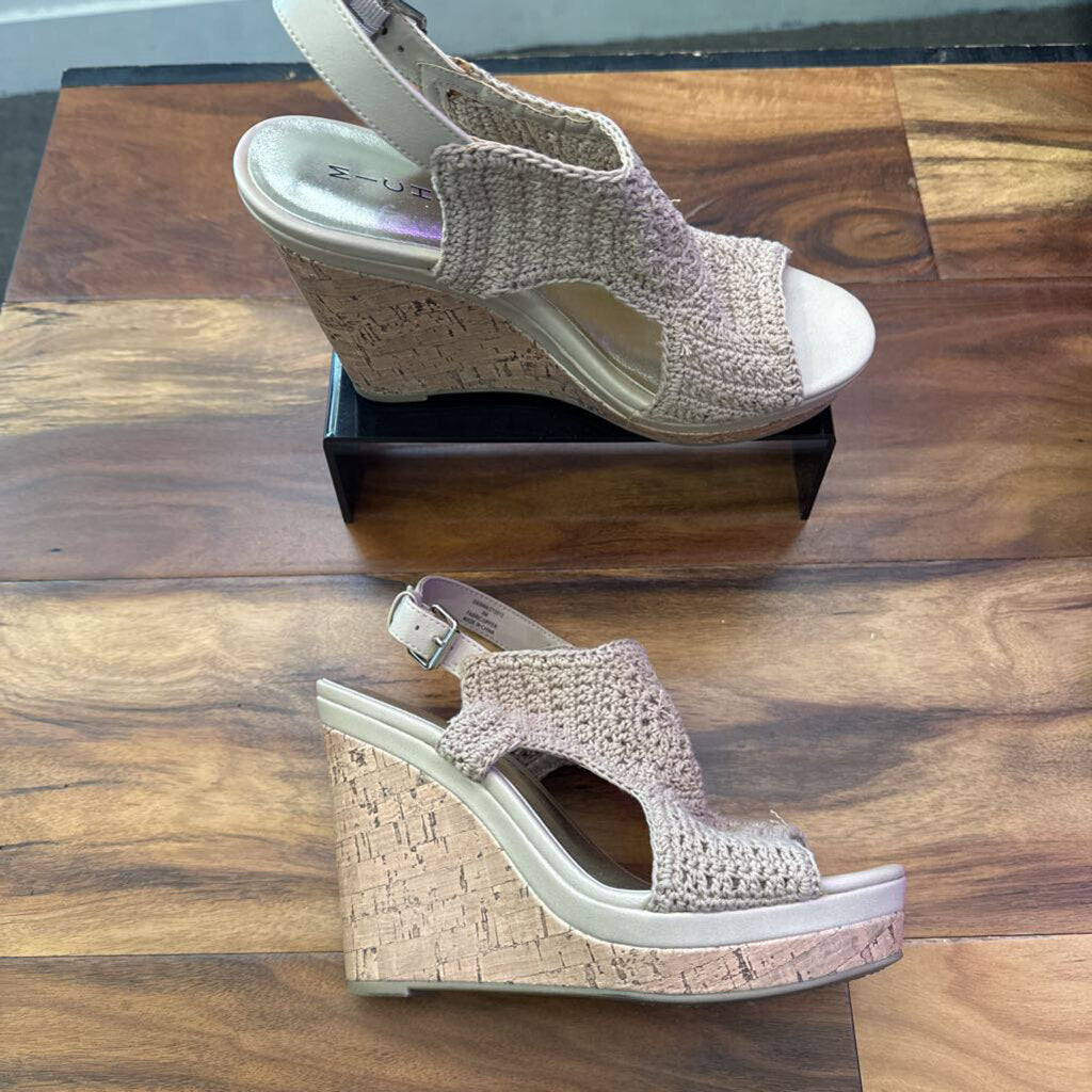 MICHAEL,CLOTH WEDGE ,TAN,8
