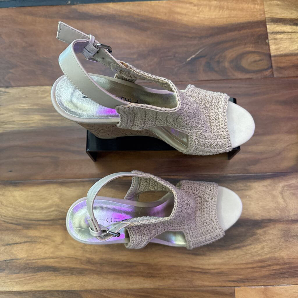 MICHAEL,CLOTH WEDGE ,TAN,8