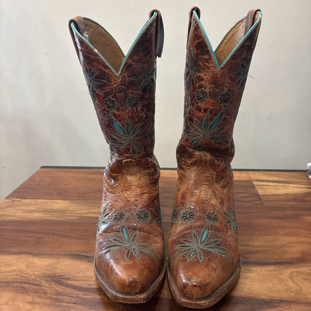 SHYANNE,WESTERN BOOTS,BROWN TURQ,8.5
