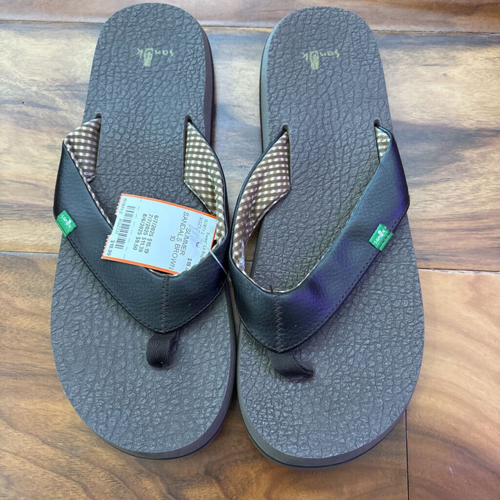 SANUK,SUMMER SANDALS,BROWN,10
