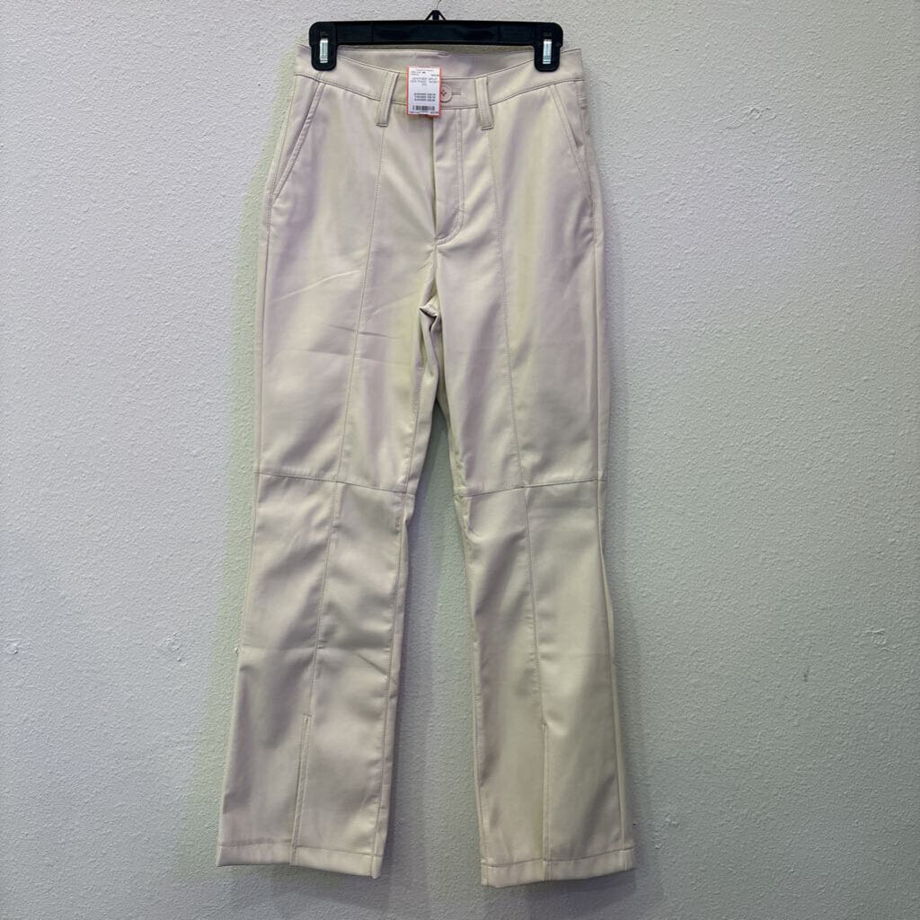 KUT,LEATHER SPLIT LEG PANT ,IVORY,27L