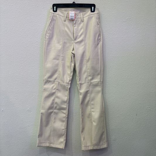 KUT,LEATHER SPLIT LEG PANT ,IVORY,27L