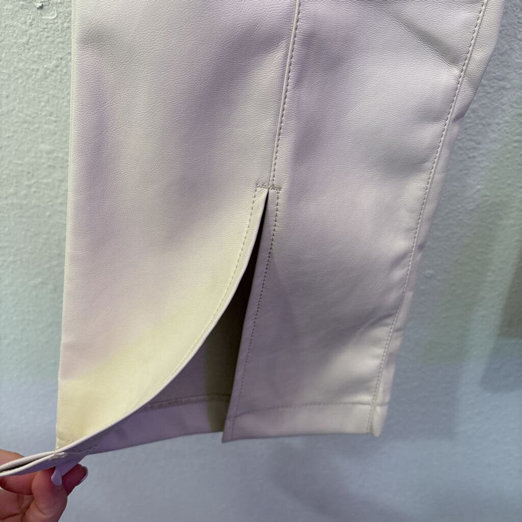KUT,LEATHER SPLIT LEG PANT ,IVORY,27L