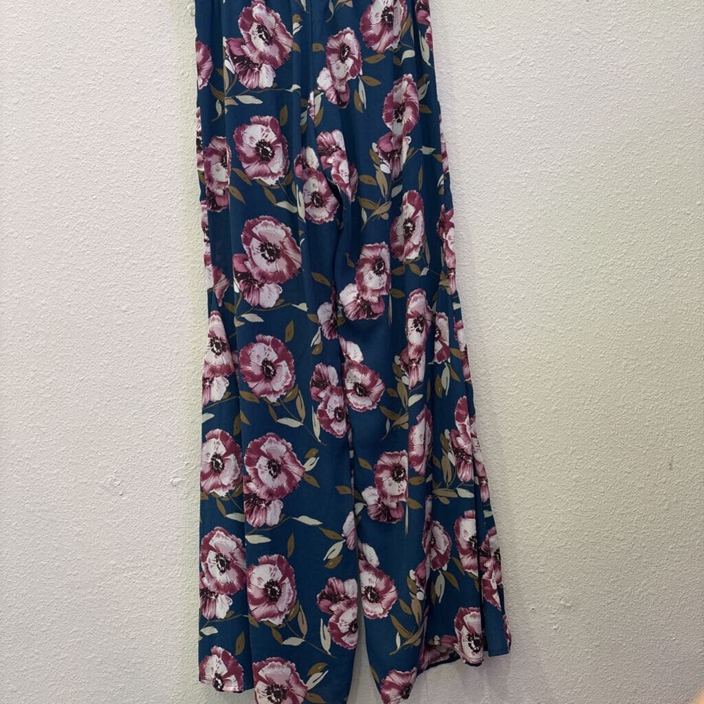 ALTAR'D STATE,FLORAL SHEER PANT ,AQUA PUR,M