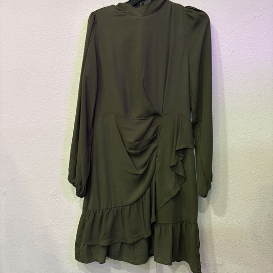 ANDREE,NWT RUFF FRONT DRESS,GREEN,M