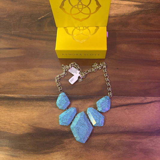 KENDRA SCOTT,New Kendra Scott Harlow Statement Necklace,TURQ/GOLD