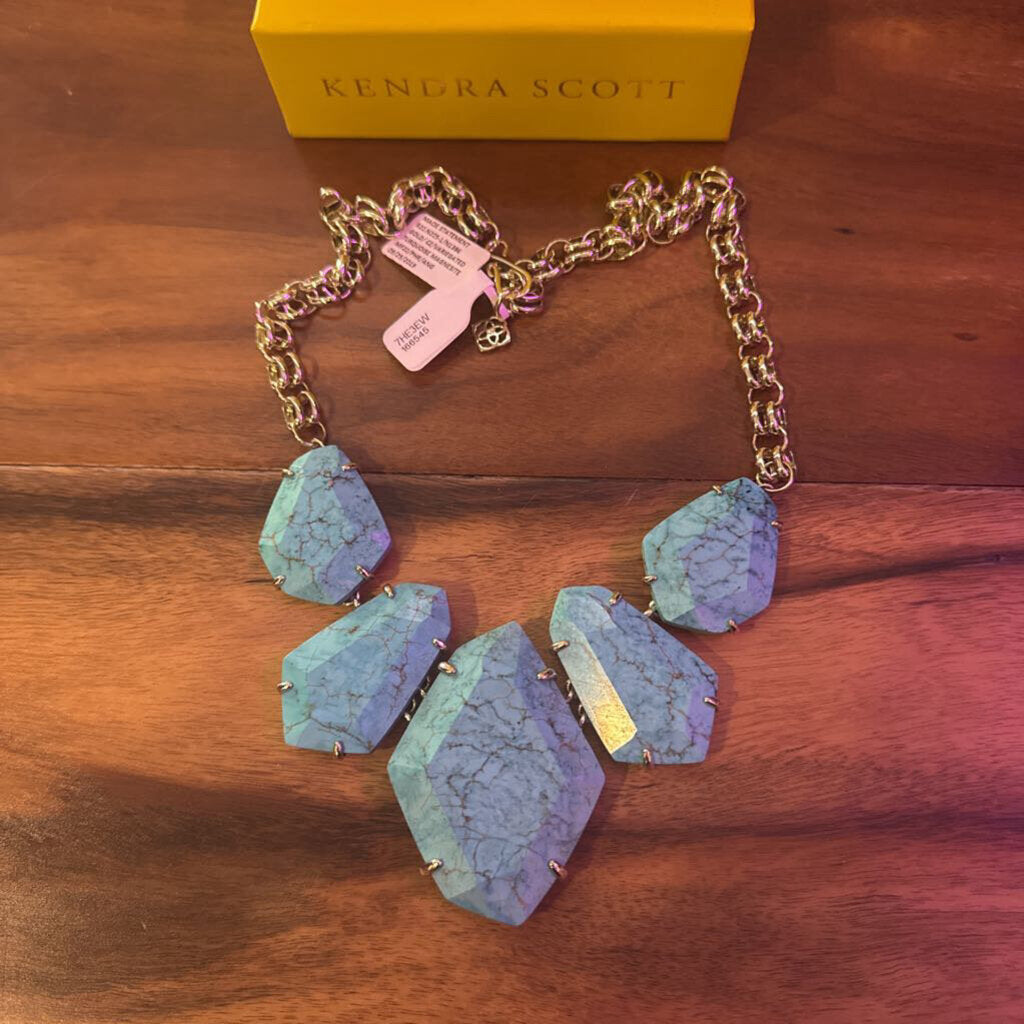 KENDRA SCOTT,New Kendra Scott Harlow Statement Necklace,TURQ/GOLD