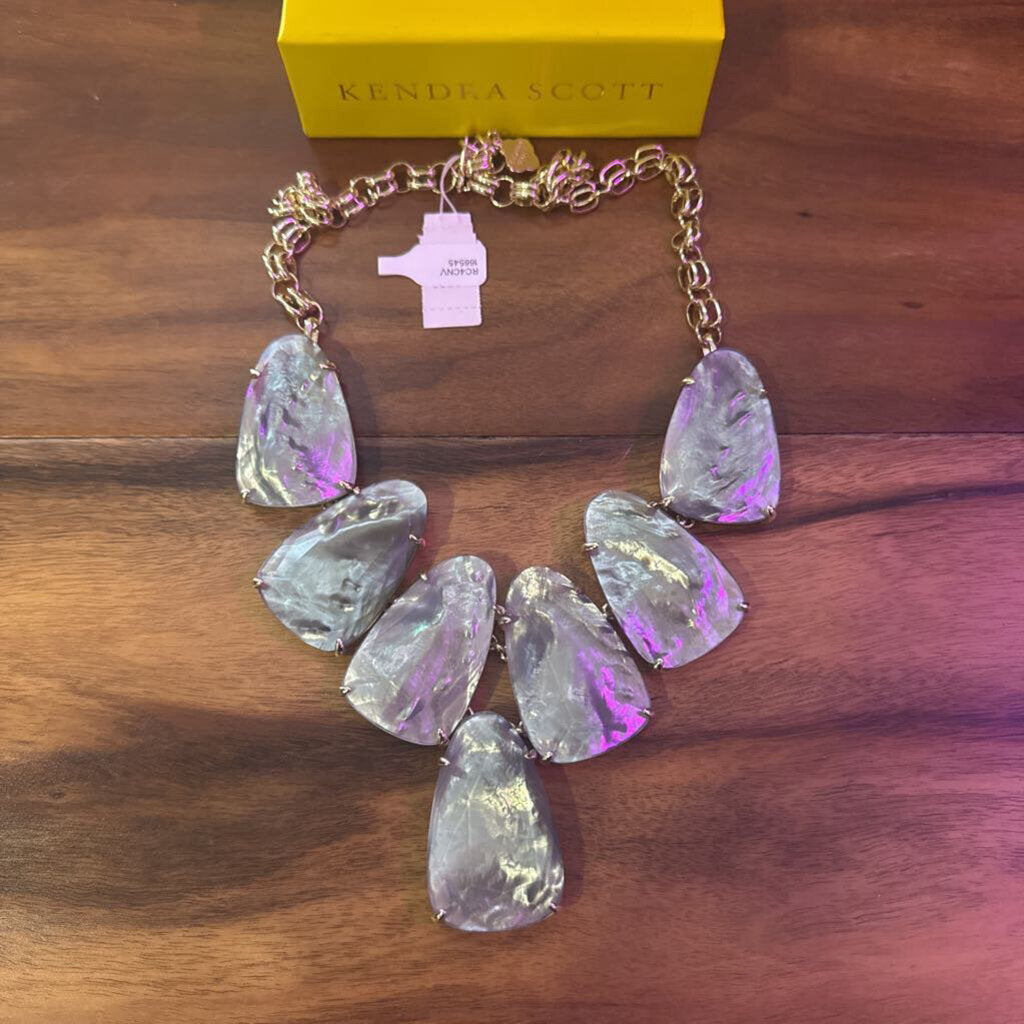 KENDRA SCOTT,New Kendra Scott Harlow Statement Necklace,GRY/GOLD