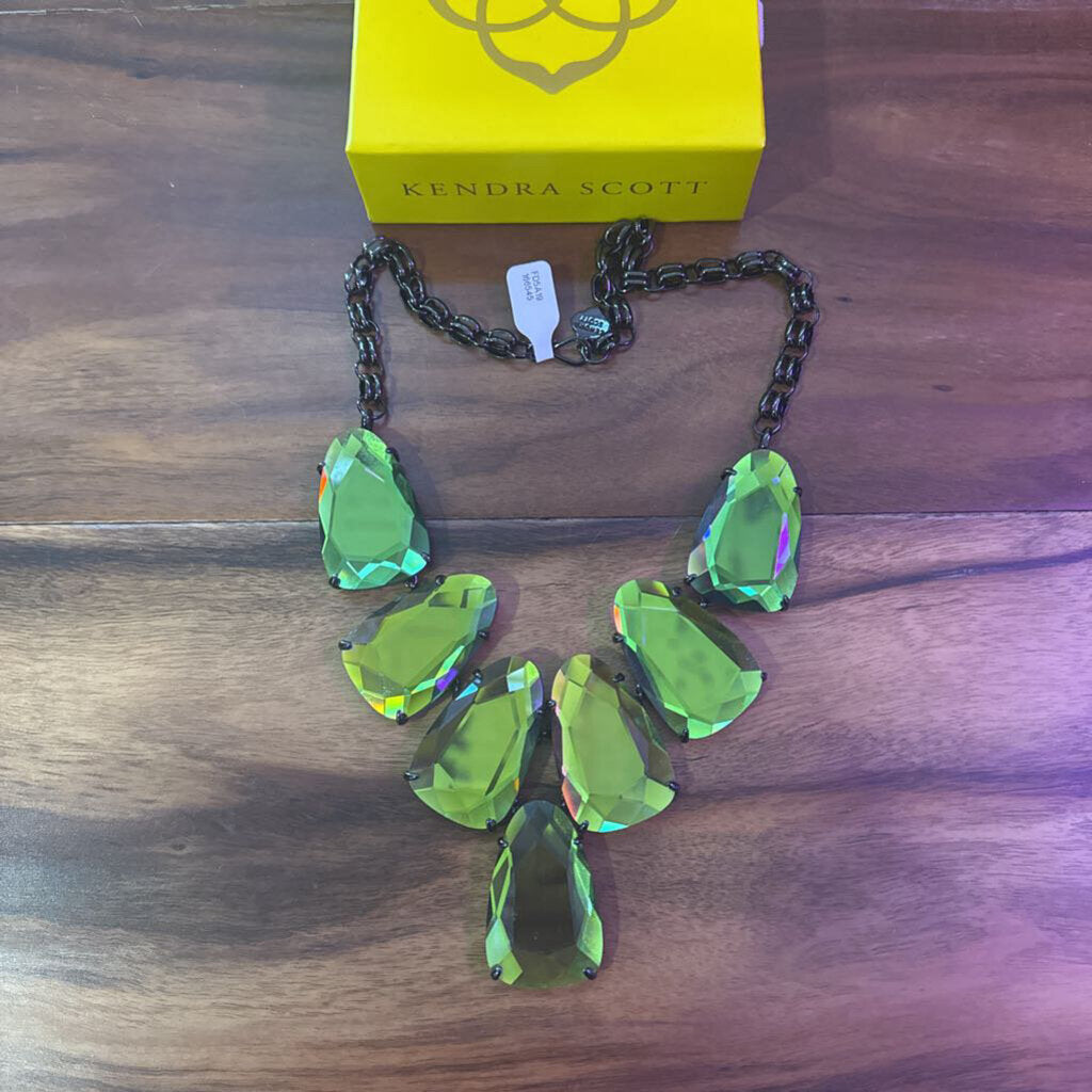 KENDRA SCOTT,New Kendra Scott Harlow Statement Necklace,GRN/BLK