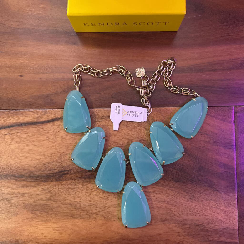 KENDRA SCOTT,New Kendra Scott Harlow Statement Necklace,TURQ/GOLD