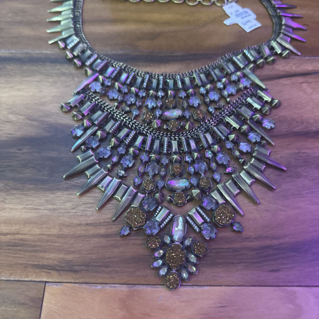 KENDRA SCOTT,New Kendra Scott Harlow Statement Necklace,GRY/GOLD