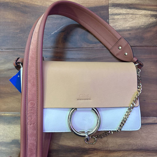 COLOR BLOCK PURSE ,TAN