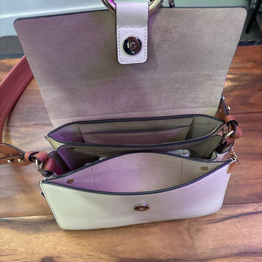 COLOR BLOCK PURSE ,TAN