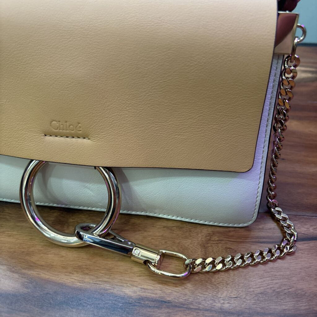 COLOR BLOCK PURSE ,TAN