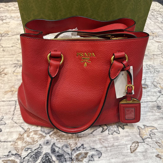PRADE,PRADA VITELLO PHENIX OPEN BAG,RED