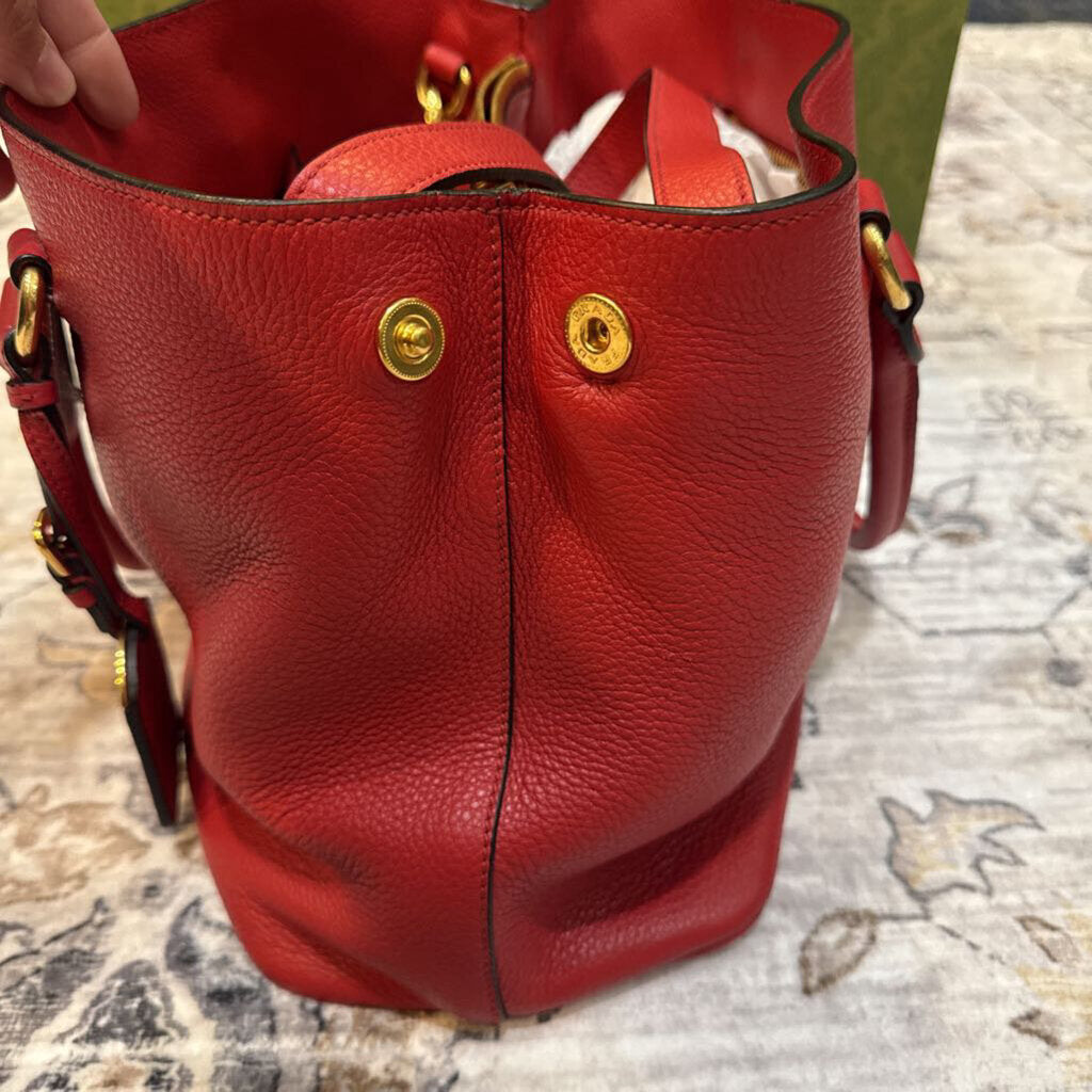 PRADE,PRADA VITELLO PHENIX OPEN BAG,RED