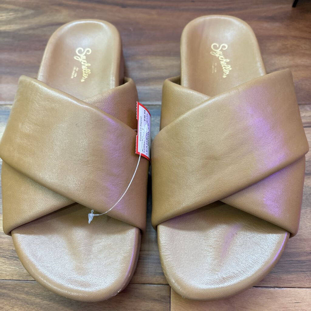 SEYCHELLES,LEATHER SANDAL,BROWN,9