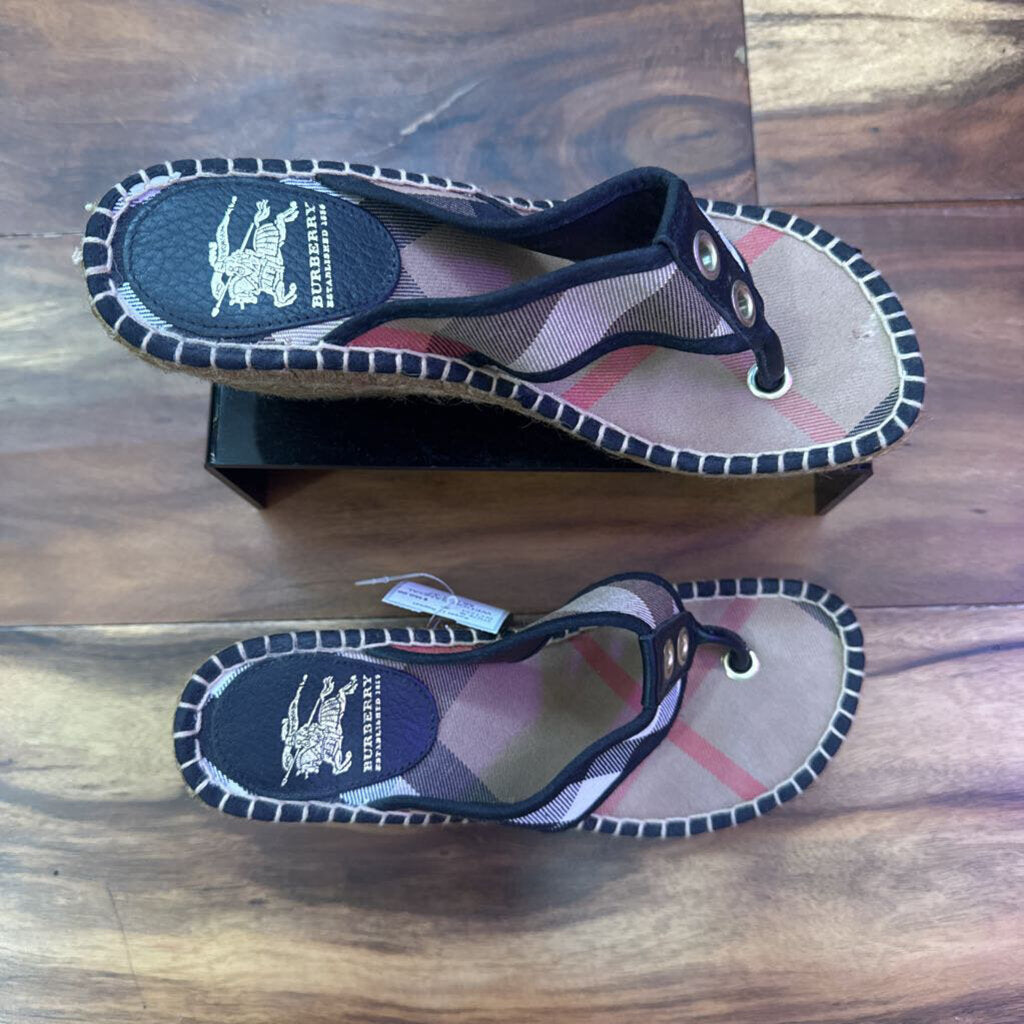 BURBERRY,WEDGE SANDAL,MULTI,37