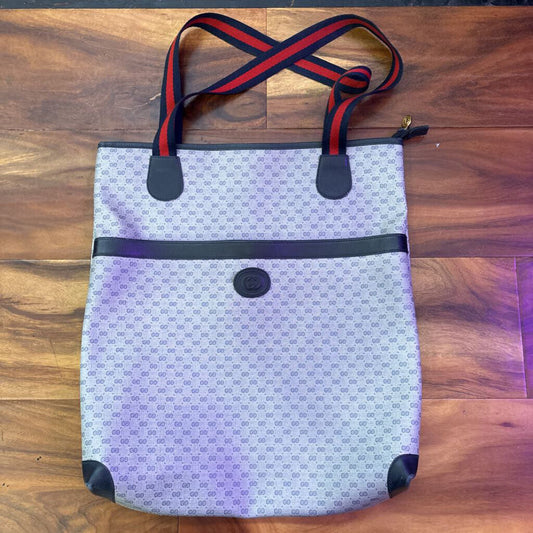 GUCCI,AUTHENTIC GUCCI TOTE ,GREY/NVY/RED
