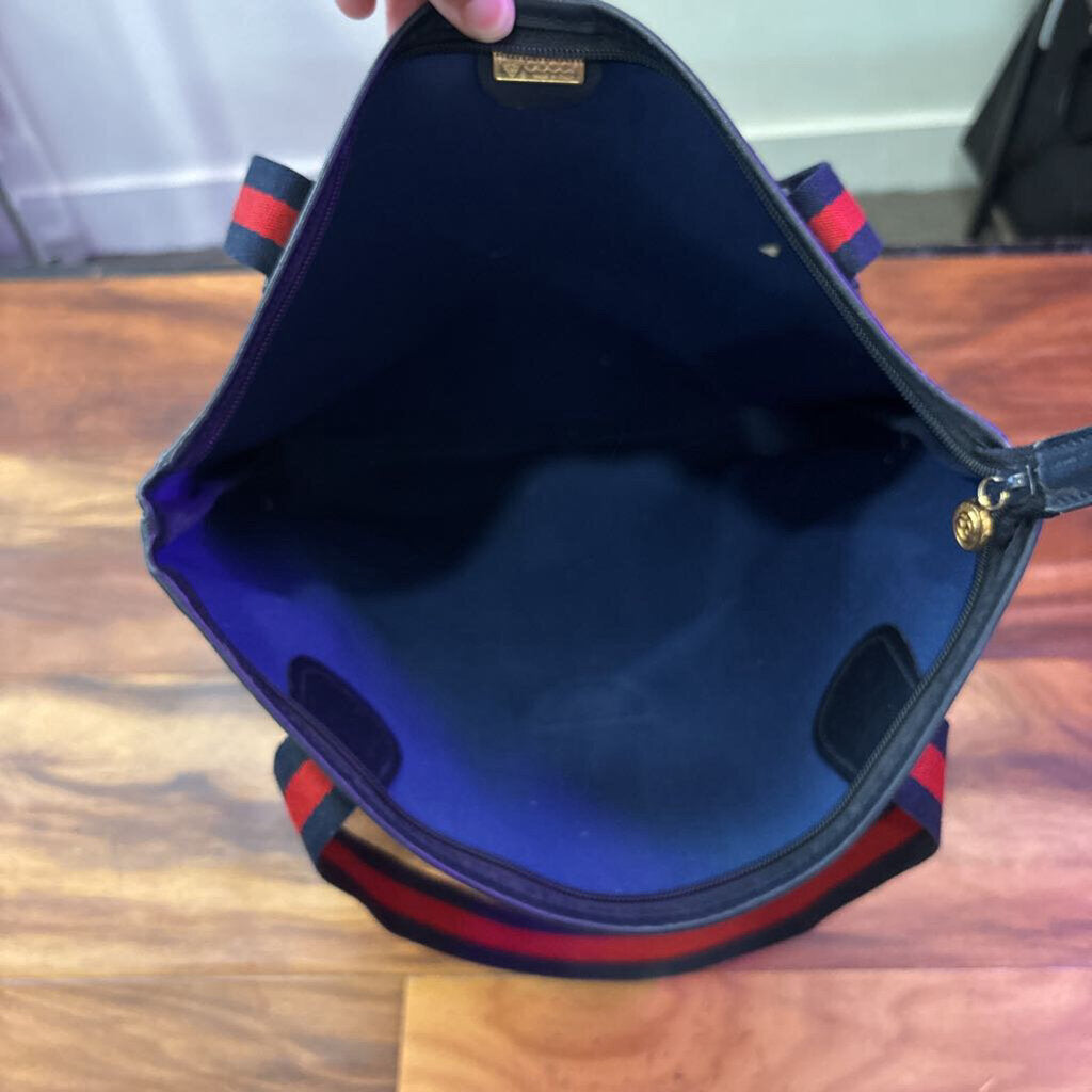 GUCCI,AUTHENTIC GUCCI TOTE ,GREY/NVY/RED