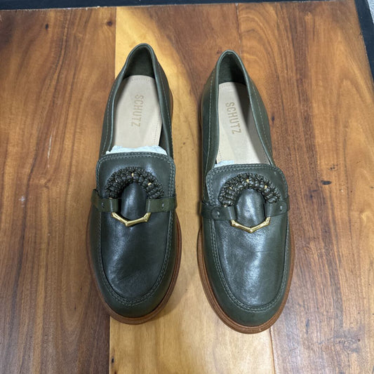 LEATHER LOAFERS,GREEN,9.5
