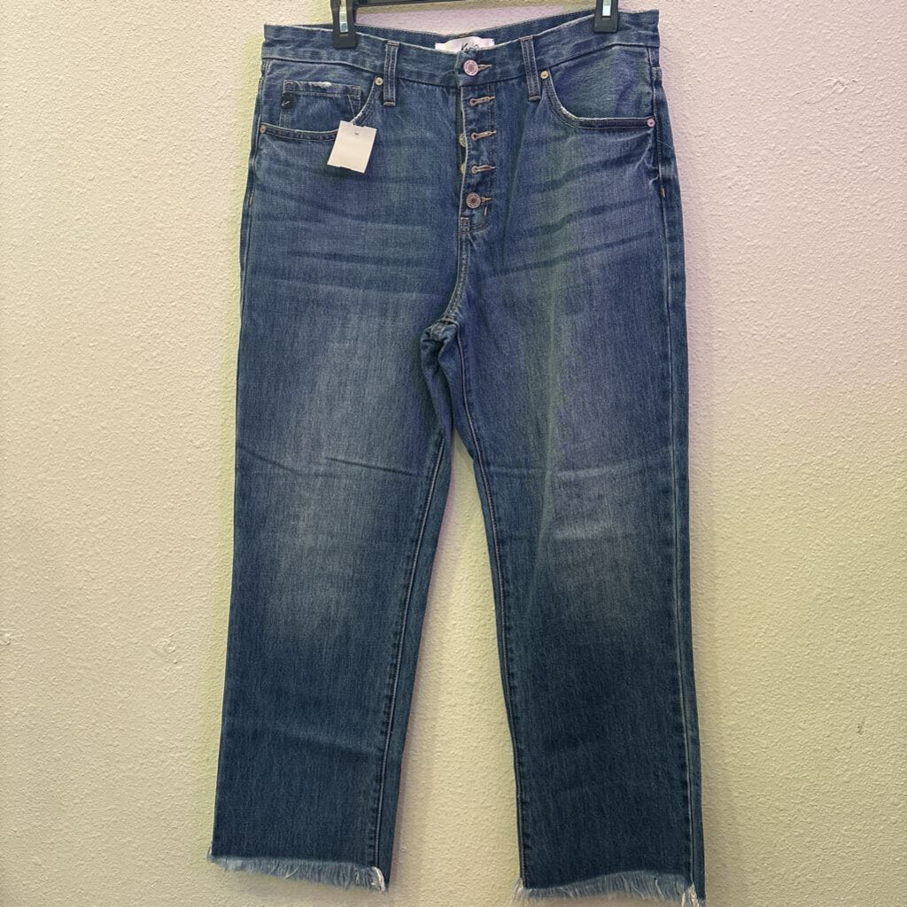 KANCAN,DENIM RAW HEM CROP,BLUE,29