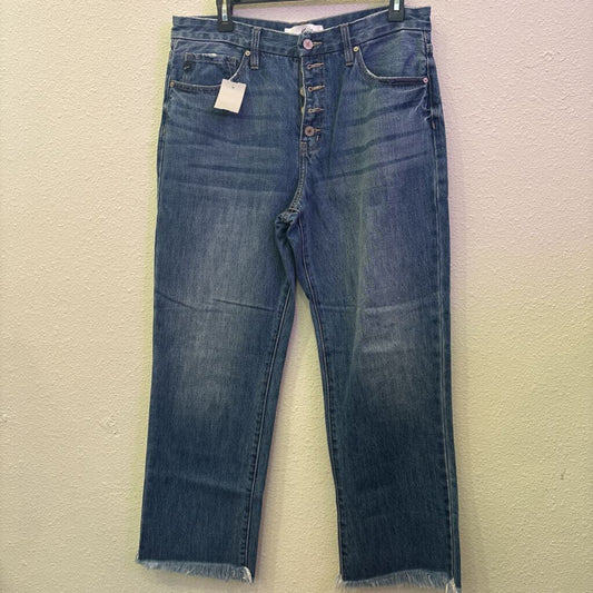 KANCAN,DENIM RAW HEM CROP,BLUE,29
