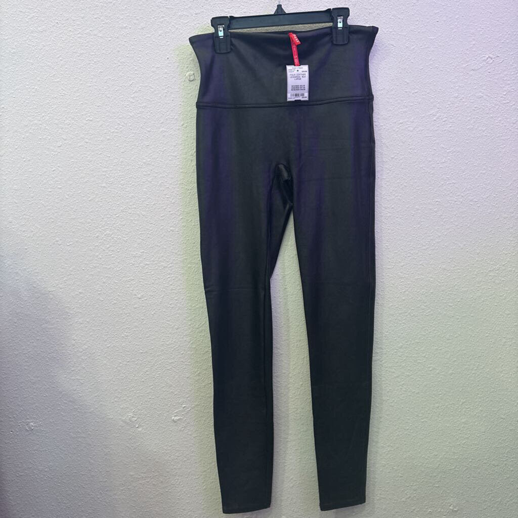 SPANX,FAUX LEATHER LEGGINGS ,BLK,LARGE