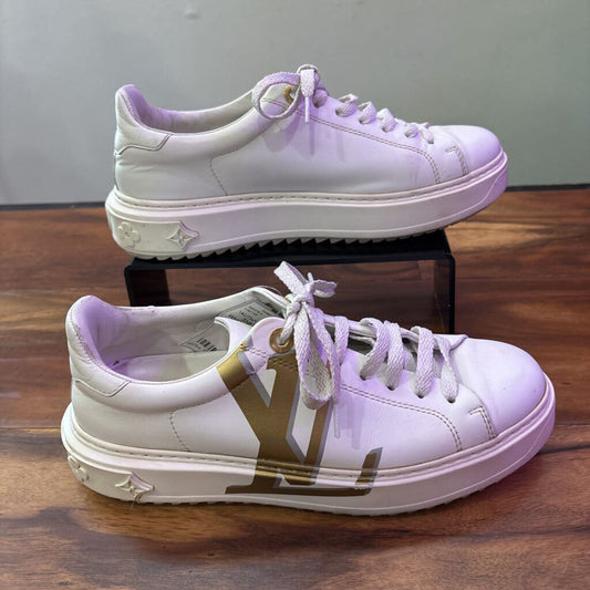 Louis Vuitton,*AUTH* TIME OUT SNEAKER,WHITE/GOLD,37.5