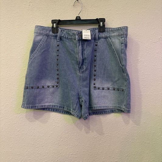 STUDDED SHORTS,BLU,XL