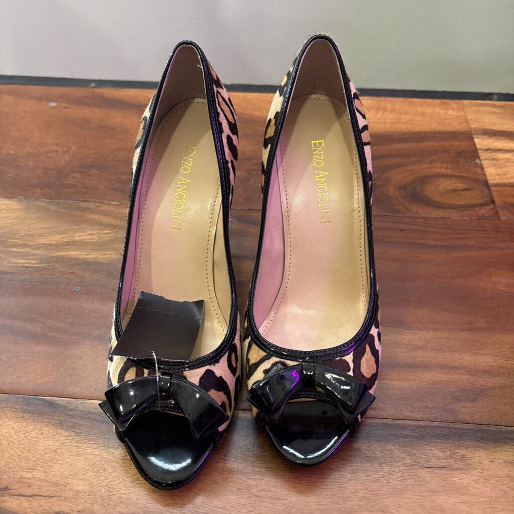 ENZO ANGIOLINI,HEELS ANIMAL PRINT,BLK TAN,6