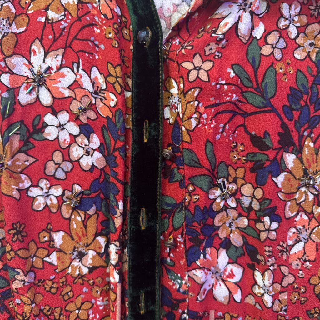 ARATTA,FLORAL BUTTONUP TOP ,RED/MULTI,M