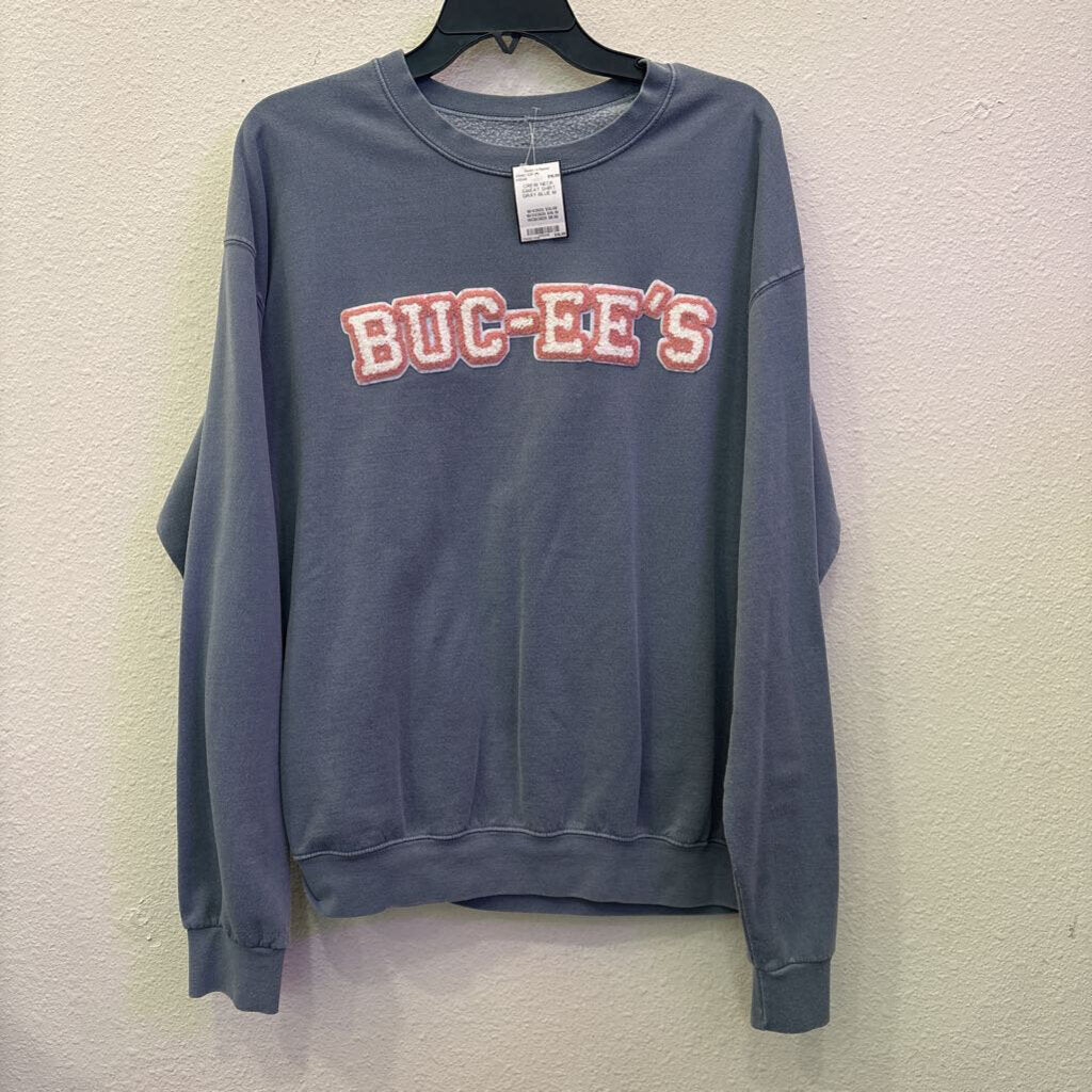 BUC-EE'S,CREW NECK SWEAT SHIRT,GRAY-BLUE,M