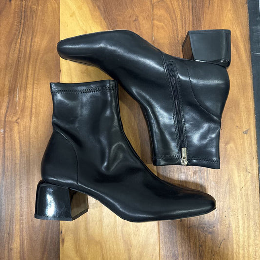 CHICO'S,LEATHER ZIP BOOT,BLACK,9