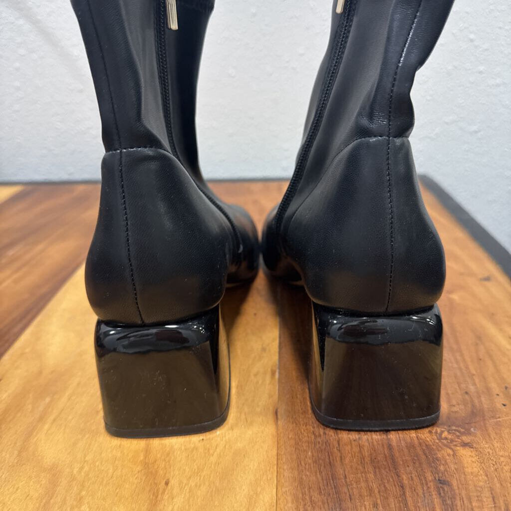 CHICO'S,LEATHER ZIP BOOT,BLACK,9