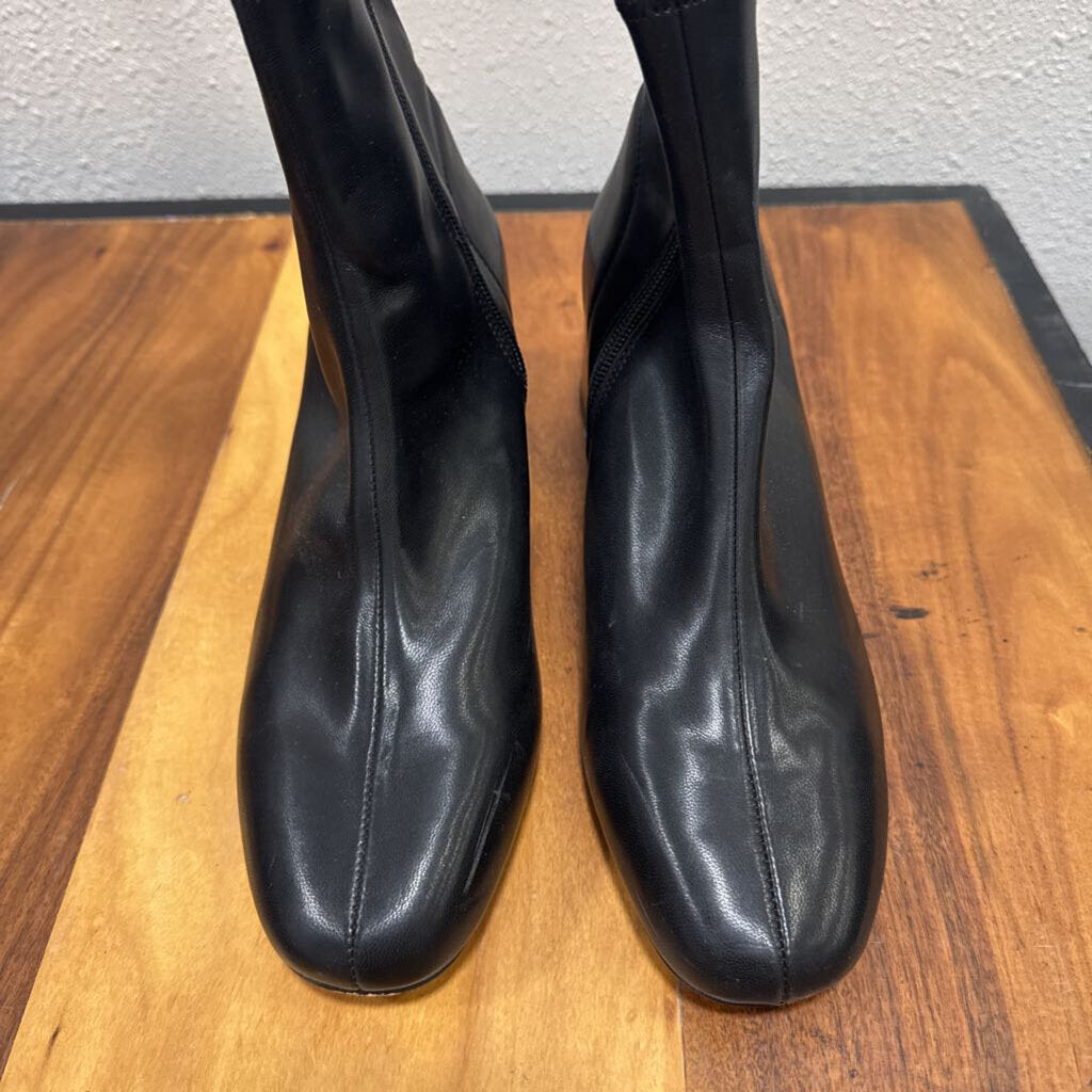 CHICO'S,LEATHER ZIP BOOT,BLACK,9