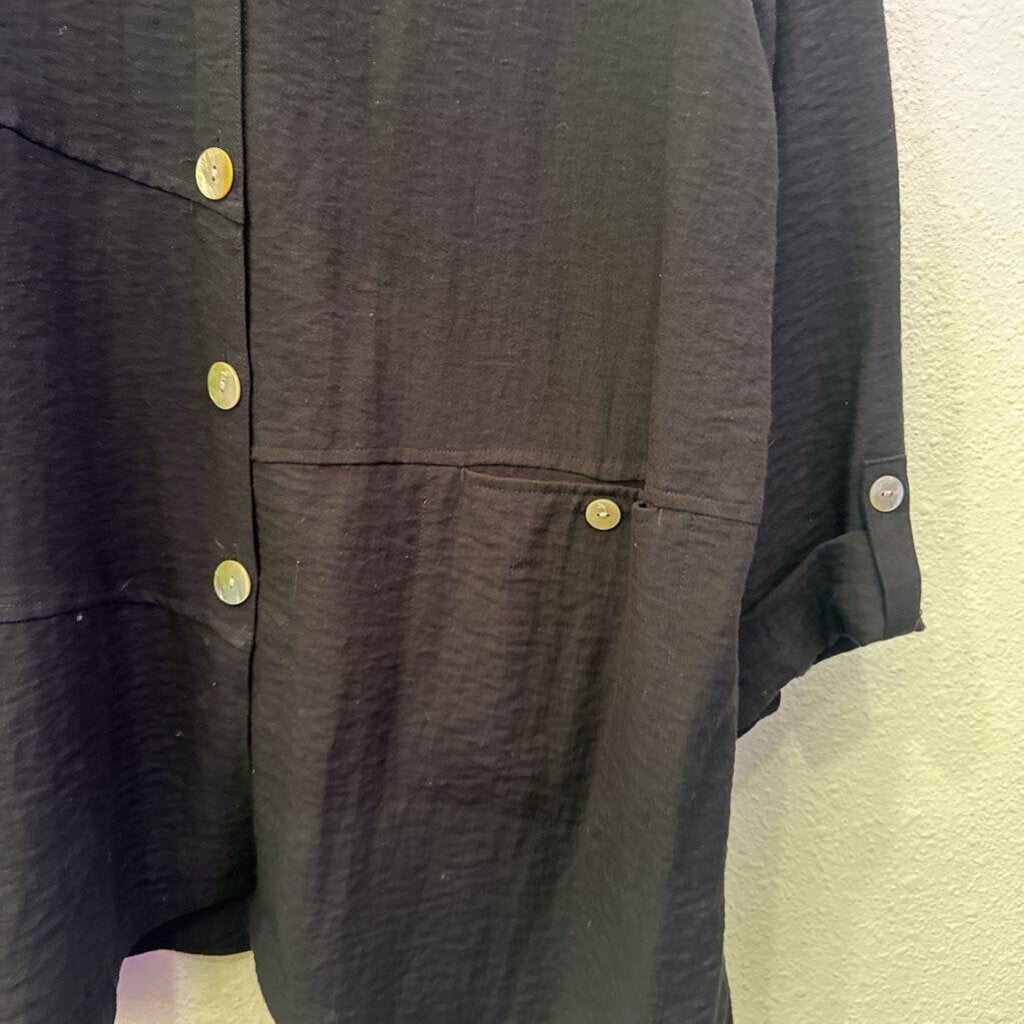 JOHN MARK,BUTTONUP TOP ,BLK ,XL
