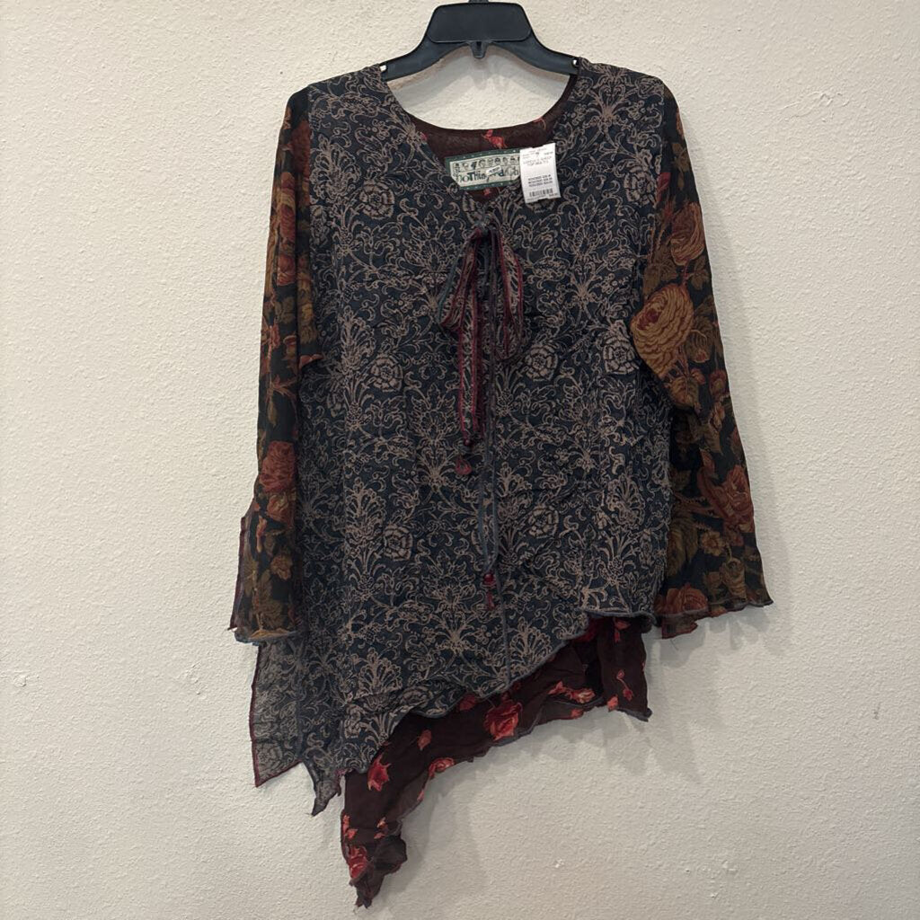 NOTHING MATCHES,LONGSLV SHEER TOP,MULTI,L