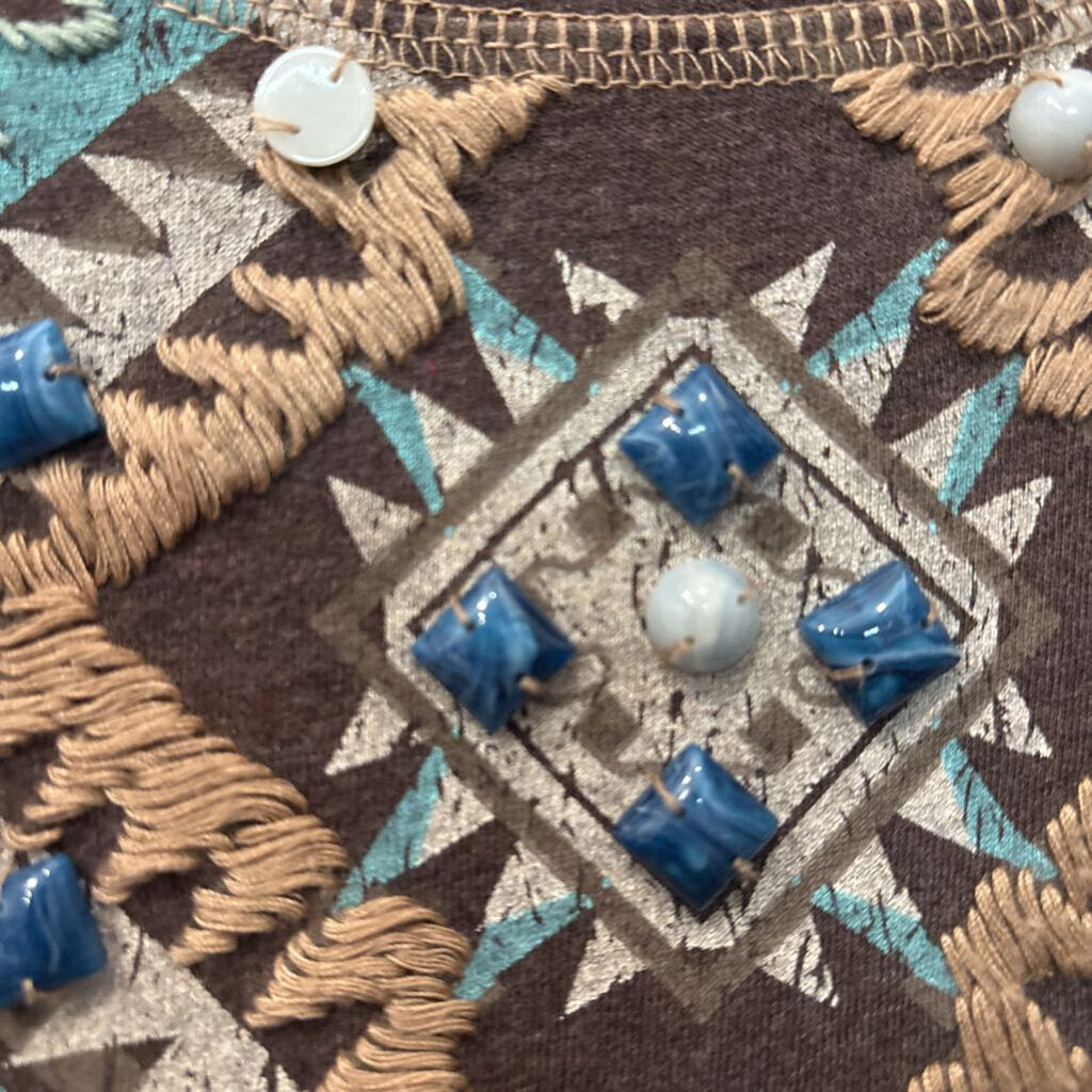 DOUBLE D RANCH,LONGSLV TOP,BROWN,XS