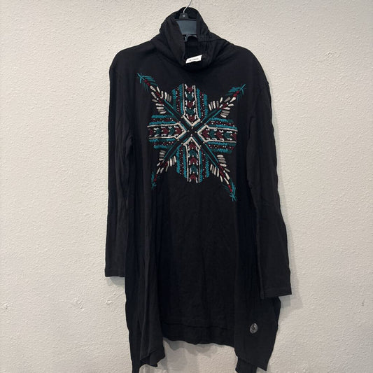 DOUBLE D RANCH,LONGSLV TUNIC TOP,BLK,S