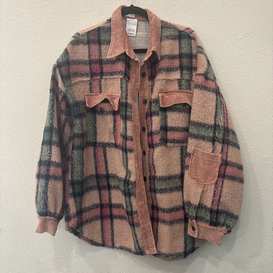 POL,PLAID SHACKET JACKET,MULTI,M